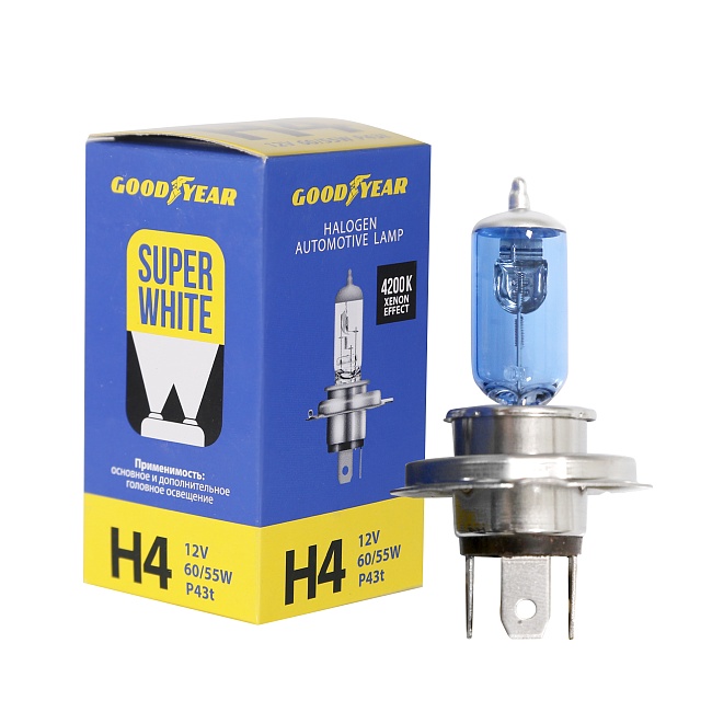 Автолампа GY Н4 12V 60/55W P43t Super White