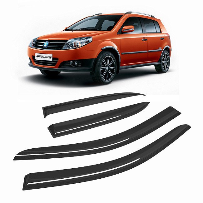 Дефлекторы CORSAR Geely MK Cross 10-15 хетчбек, нак., 4шт