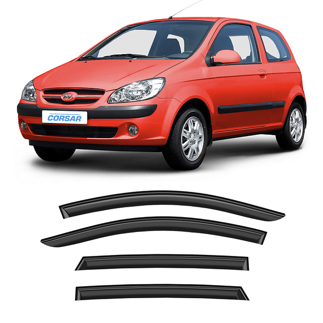 Дефлекторы CORSAR Hyundai Getz 02-11 хетчбек, нак., 4шт