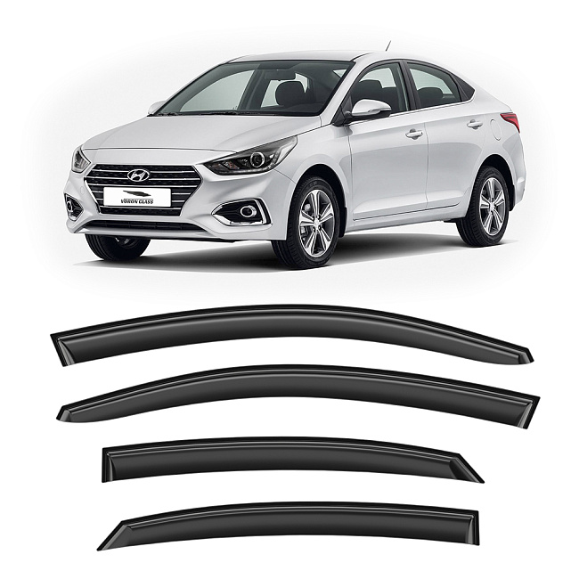 Дефлекторы Hyundai Solaris II,Solaris HS 17-н.в. седан, нак., неломающиеся, 4шт МП