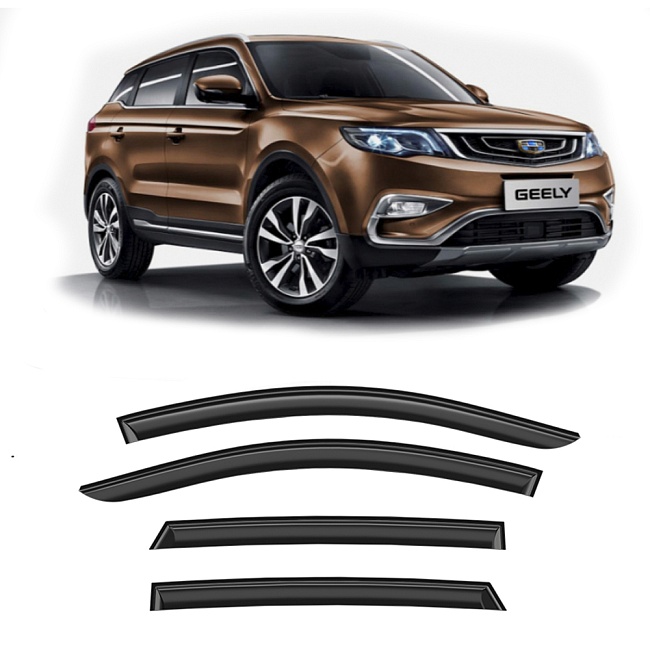 Дефлекторы Geely Atlas I 16-22/Atlas Pro 21-25/Belgee X70 24-нв кроссовер, нак, неломающиеся, 4шт