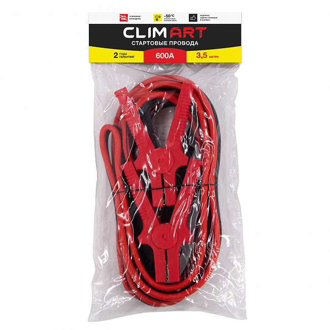 Провода прикуривания Clim Art 600А 3,5м (полиэтиленовый пакет)