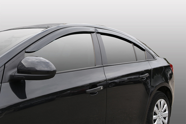 Дефлекторы Chevrolet Cruze 09-15 седан, нак., неломающиеся, 4шт МП