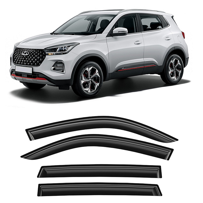 Дефлекторы Chery Tiggo 4/Tiggo 4 Pro 17-н.в. кроссовер, нак., неломающиеся, 4шт