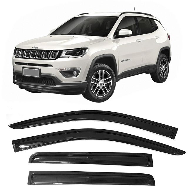 Дефлекторы Jeep Compass II 17-н.в. кроссовер, нак., неломающиеся, 4шт