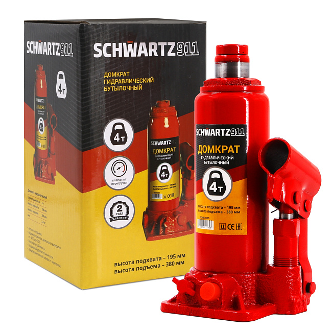 Гидравлический домкрат 4т 195-380 мм, карт.кор.