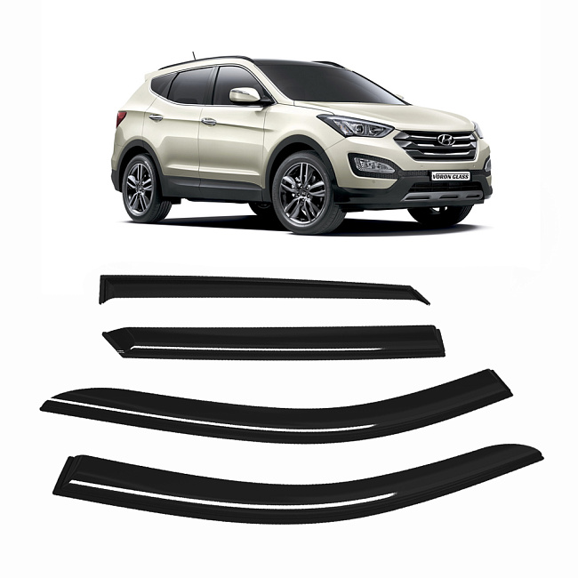 Дефлекторы CORSAR Hyundai Santa Fe III DM 12-18 кроссовер, нак., 4шт