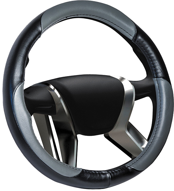 Оплетка авт. кожа "M" (d=38см) /СЕРЫЙ/