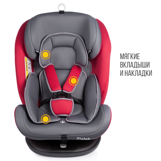 УУД Zlatek Cruiser Isofix гр.0+/I/II/III, серый, красный