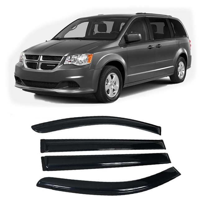 Дефлекторы Dodge Grand Caravan 07-20 минивэн, нак., неломающиеся, 4шт