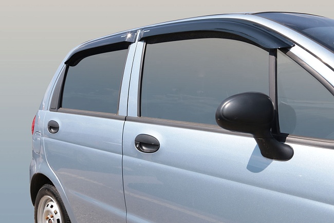 Дефлекторы Daewoo Matiz 00-15 хетчбек, нак., неломающиеся, 4шт