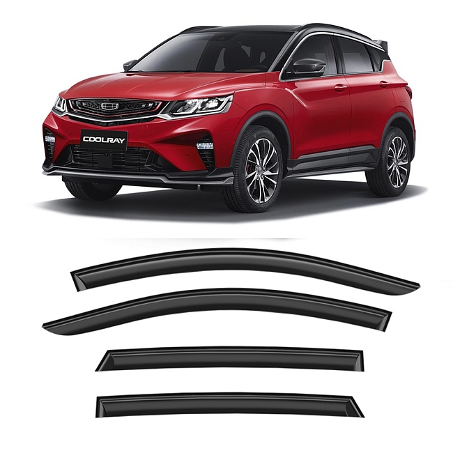 Дефлекторы Geely Coolray 19-н.в./Belgee X50 23-н.в. кроссовер, нак., неломающиеся, 4шт