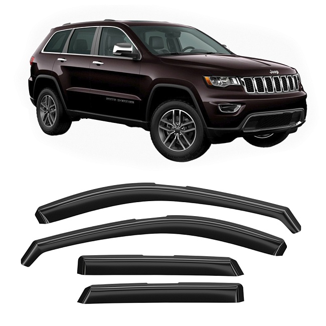 Дефлекторы Jeep Grand Cherokee IV 10-22 кроссовер, вст., неломающиеся, 4шт
