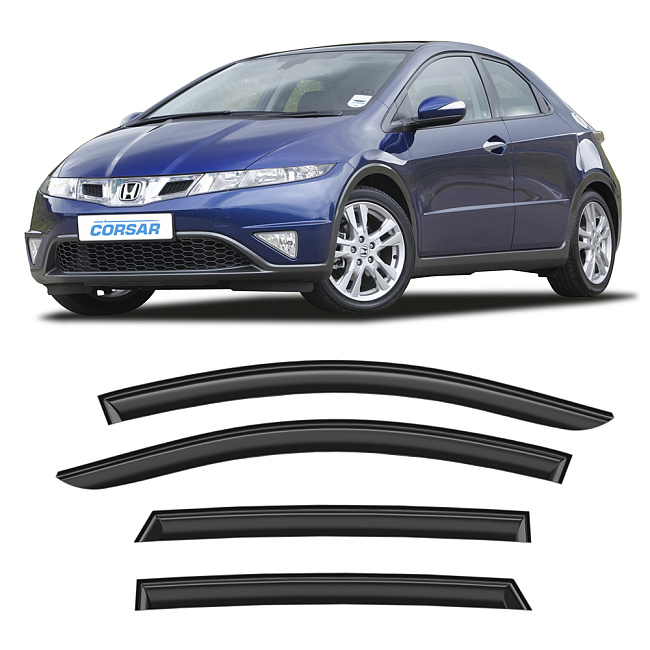 Дефлекторы CORSAR Honda Civic VIII 05-11 хетчбек, нак., 4шт