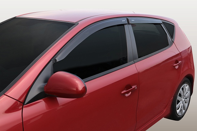 Дефлекторы Kia Ceed II 12-18 хетчбек, нак., неломающиеся, 4шт
