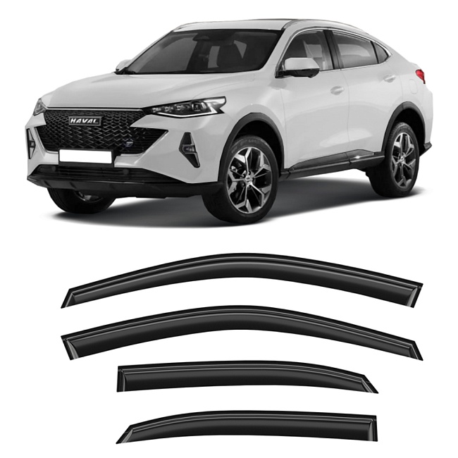 Дефлекторы Haval F7x 19-н.в. кроссовер, нак., неломающиеся, 4шт