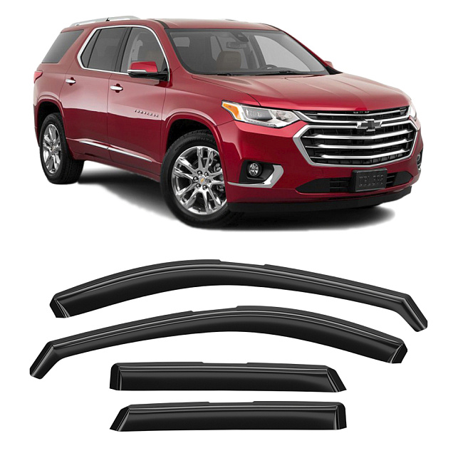 Дефлекторы Chevrolet Traverse II 17-н.в. кроссовер, вст., неломающиеся, 4шт