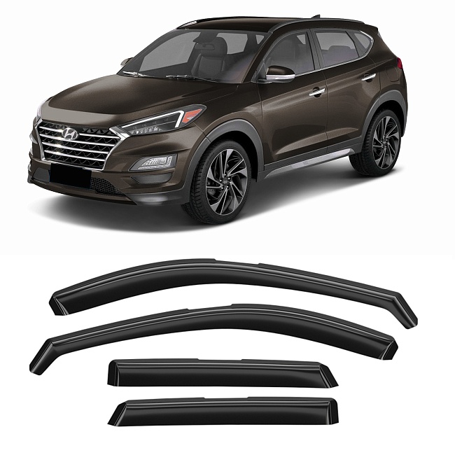 Дефлекторы Hyundai Tucson IV 20-н.в. кроссовер, вст., неломающиеся, 4шт