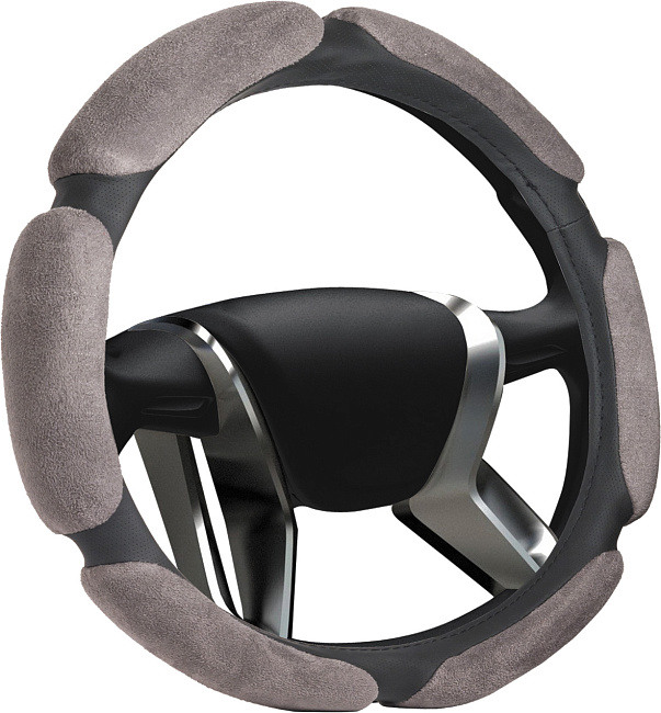 Оплетка на руль "M" (d=38см) спонж 6 /серый/