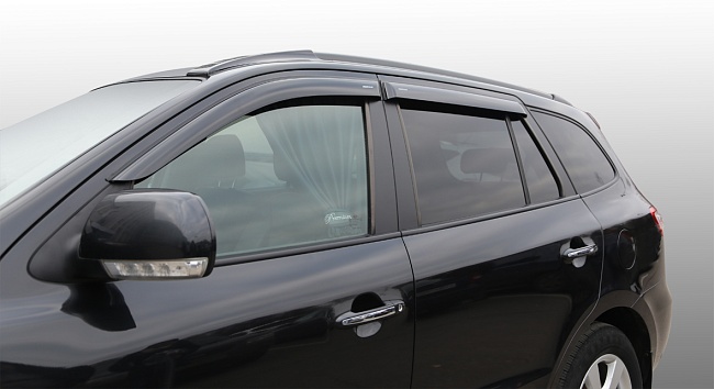 Дефлекторы Hyundai Santa Fe II 05-12 кроссовер, нак., неломающиеся, 4шт