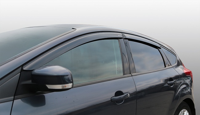 Дефлекторы Ford Focus III 11-19 хетчбек, нак., неломающиеся, 4шт